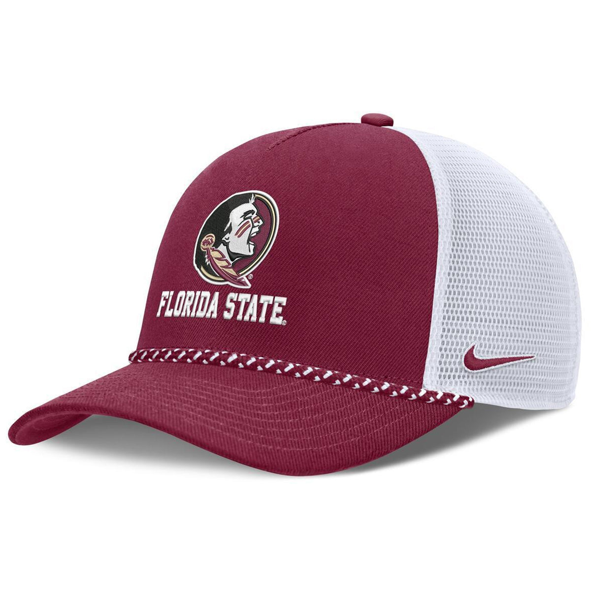 Nike Men's Seminole Logo/Florida State Rise Primettme Structured Adjustable Trucker - Garnet/White