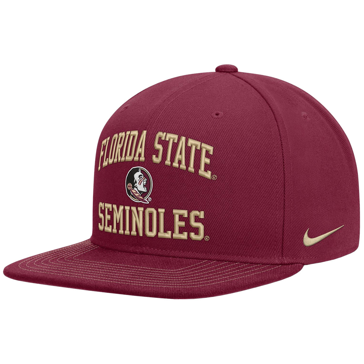 Nike Men's Florida State Seminoles/Seminole Logo Adjustable Dri-fit Structured Flat Bill Hat - Garnet