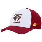Nike Men's Vault Seminole Logo Rise Legacy Structured Adjustable Trucker Hat - Crimson/White