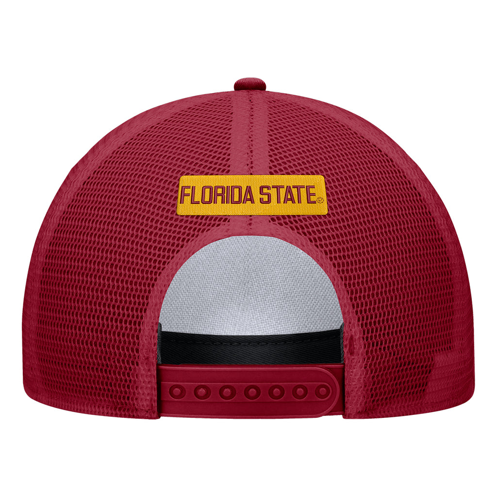 Nike Men's Vault Seminole Logo Rise Legacy Structured Adjustable Trucker Hat - Crimson/White