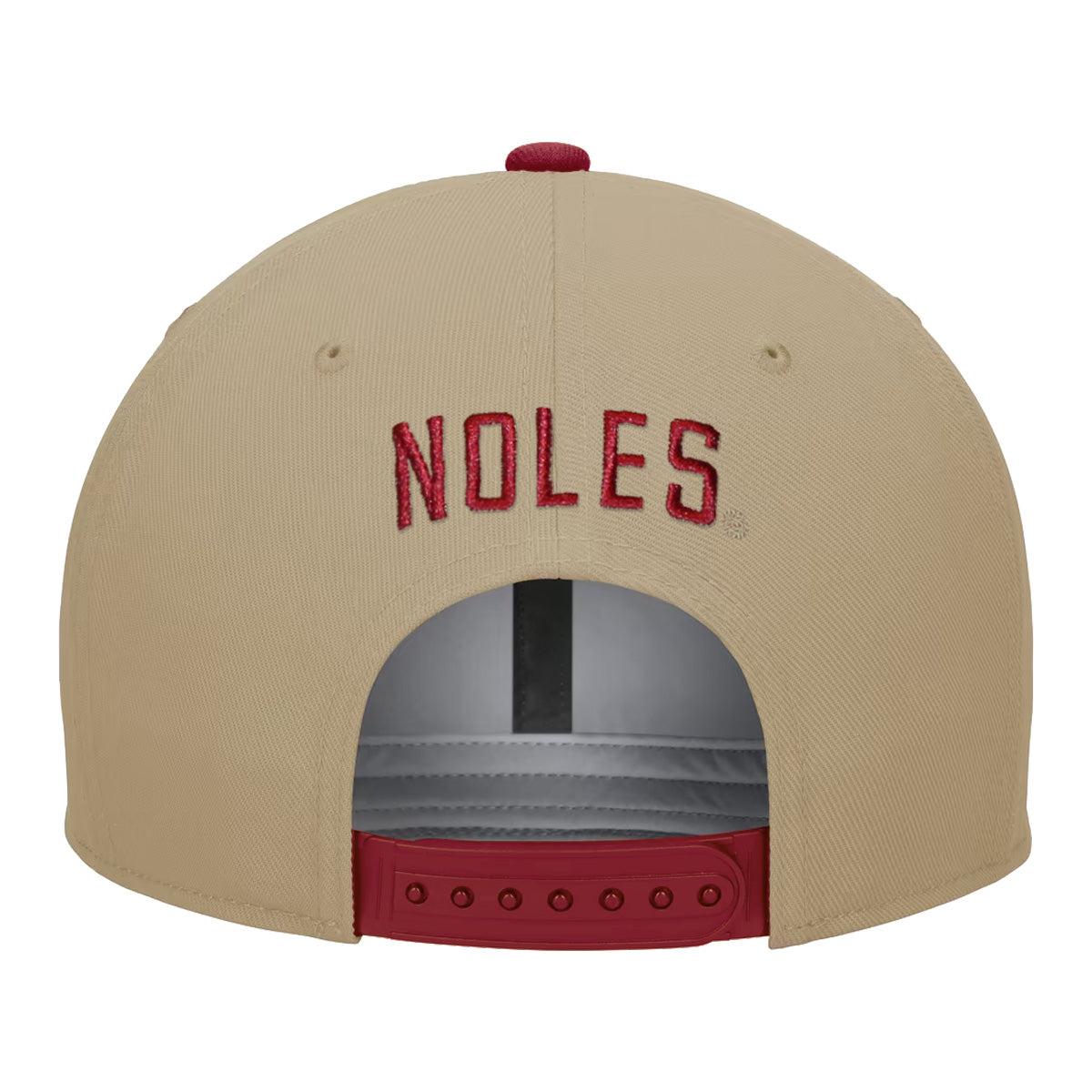 Nike Men's Vault Florida State Seminoles Dri-fit Adustable Pro Legacy Snapback Flat Bill Hat - Khaki/Crimson