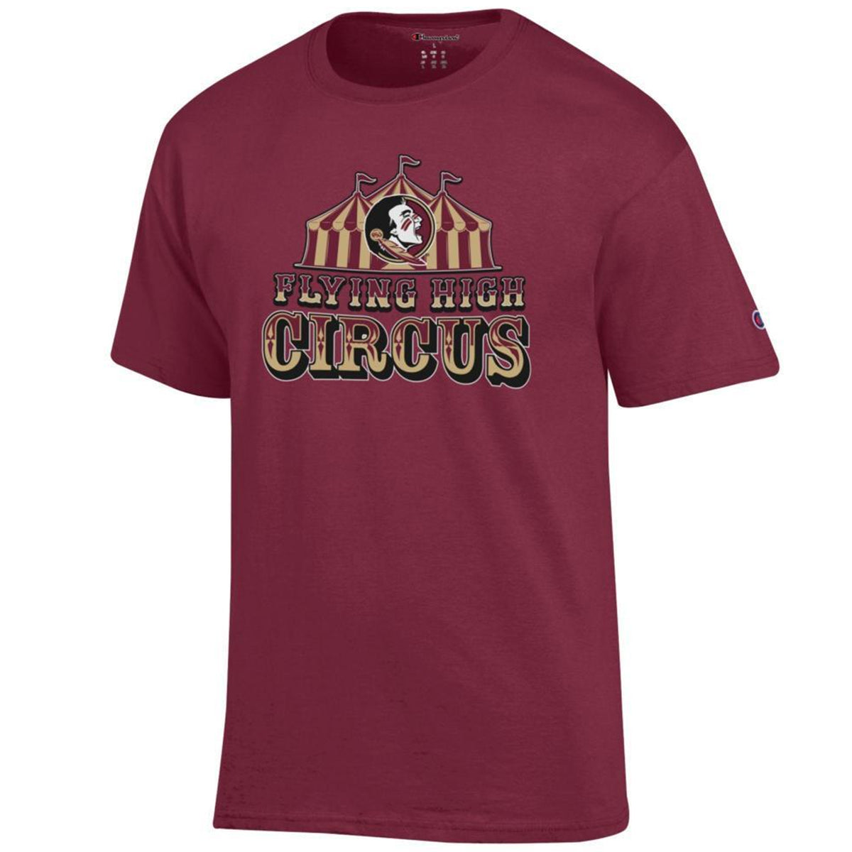 Champion Men s Flying High Circus Seminole Logo Design Short Sleeve T Garnet Gold