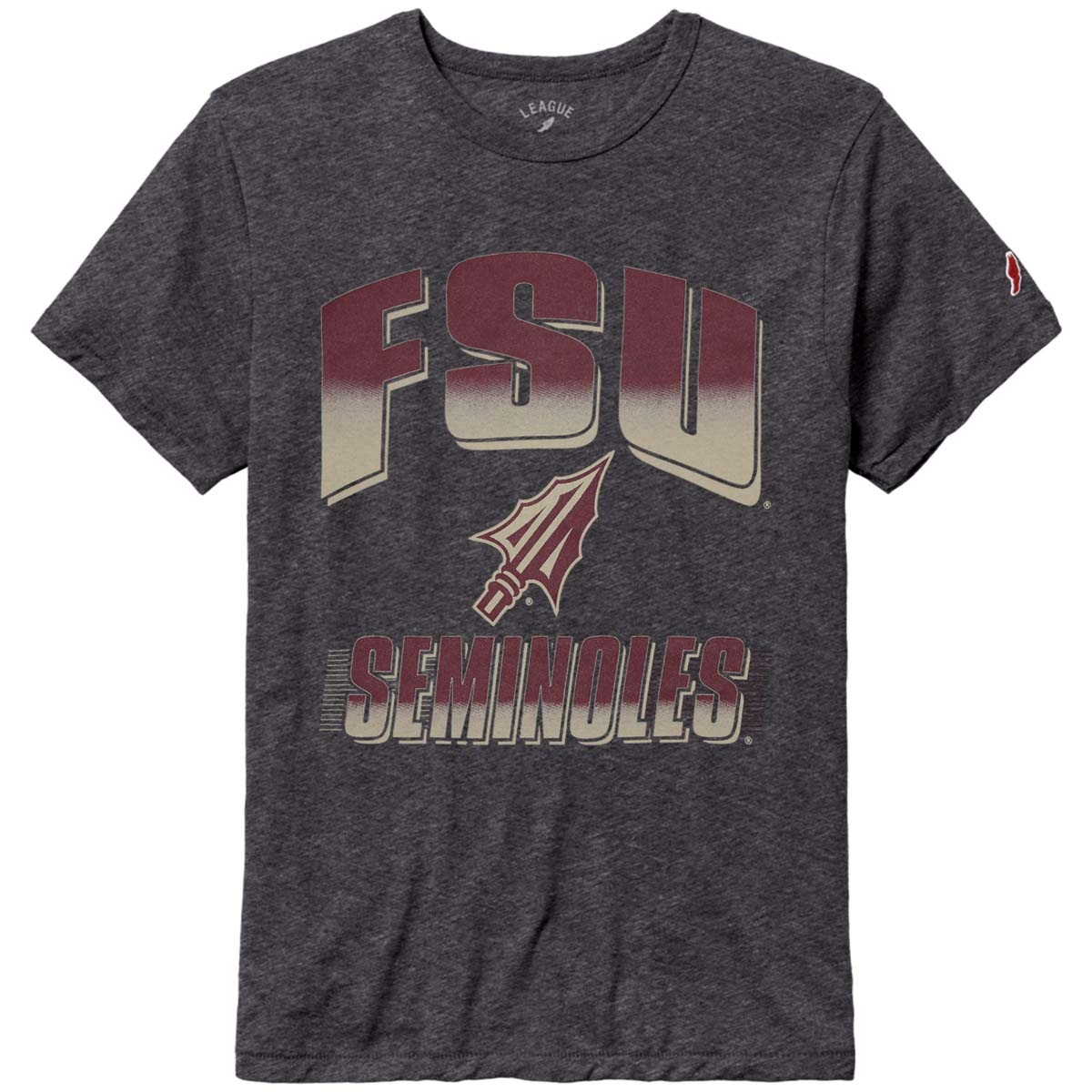 League Men's FSU Seminoles Arrowhead Design Tri-blend Short Sleeve T-shirt - Slate
