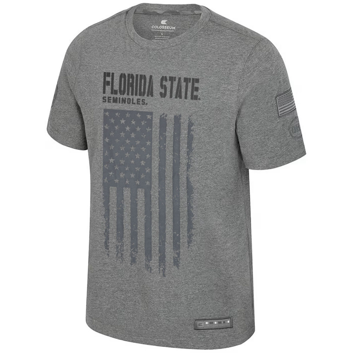 Colosseum Men's OHT Florida State Seminoles Flag Design Short Sleeve T-shirt - Heather Grey