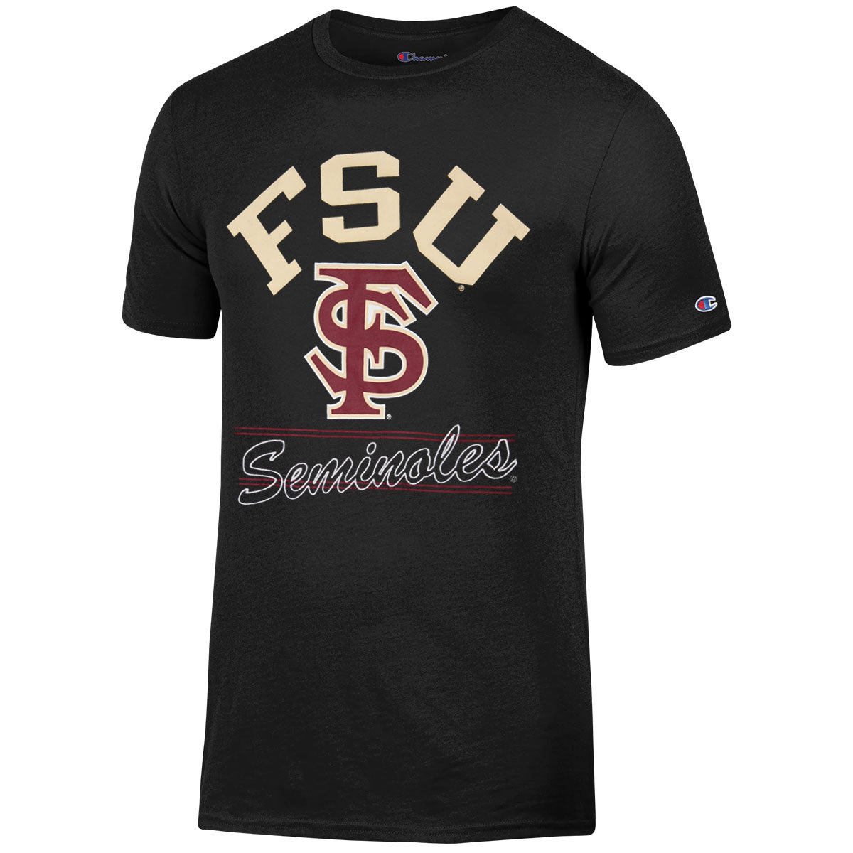 Champion Men's FSU Seminoles/Interlocking FS Design Short Sleeve T-shirt - Black
