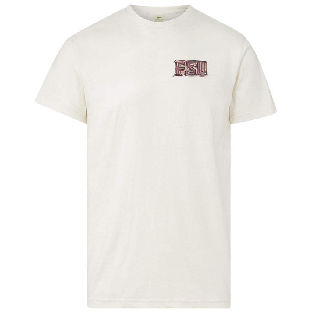 MV Sport Men's Watercolor Westcott Design Short Sleeve T-shirt - Vintage White