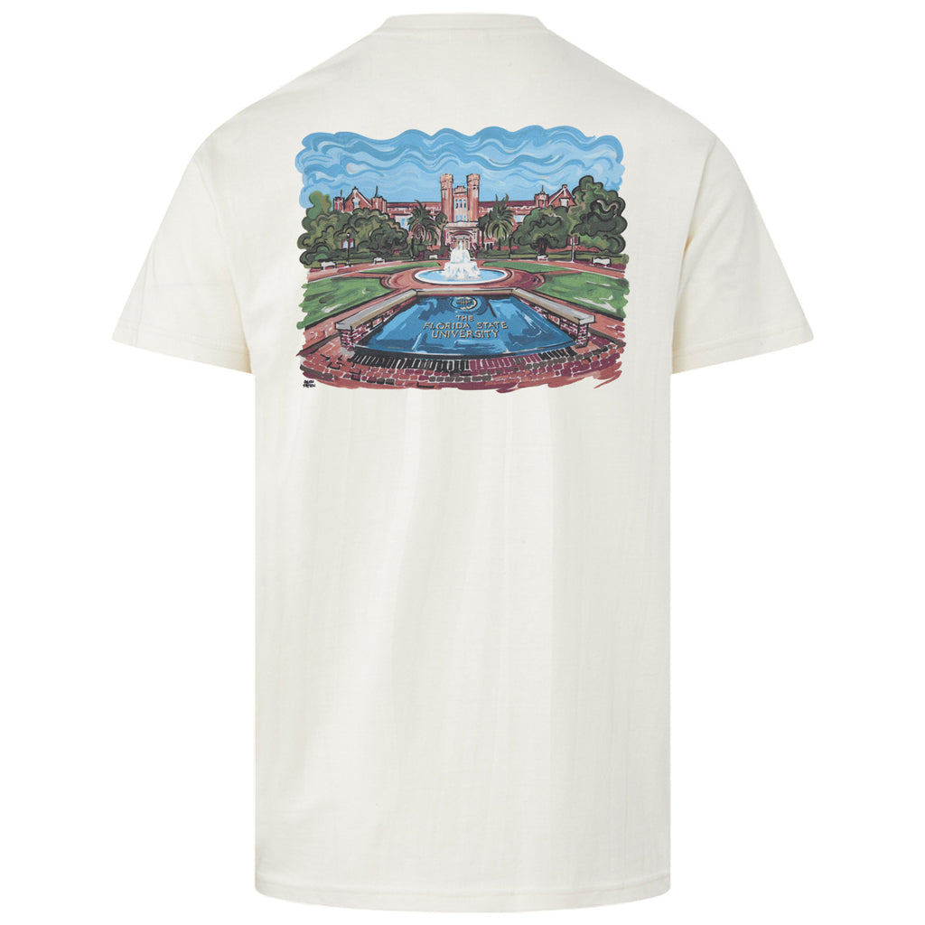 MV Sport Men's Watercolor Westcott Design Short Sleeve T-shirt - Vintage White