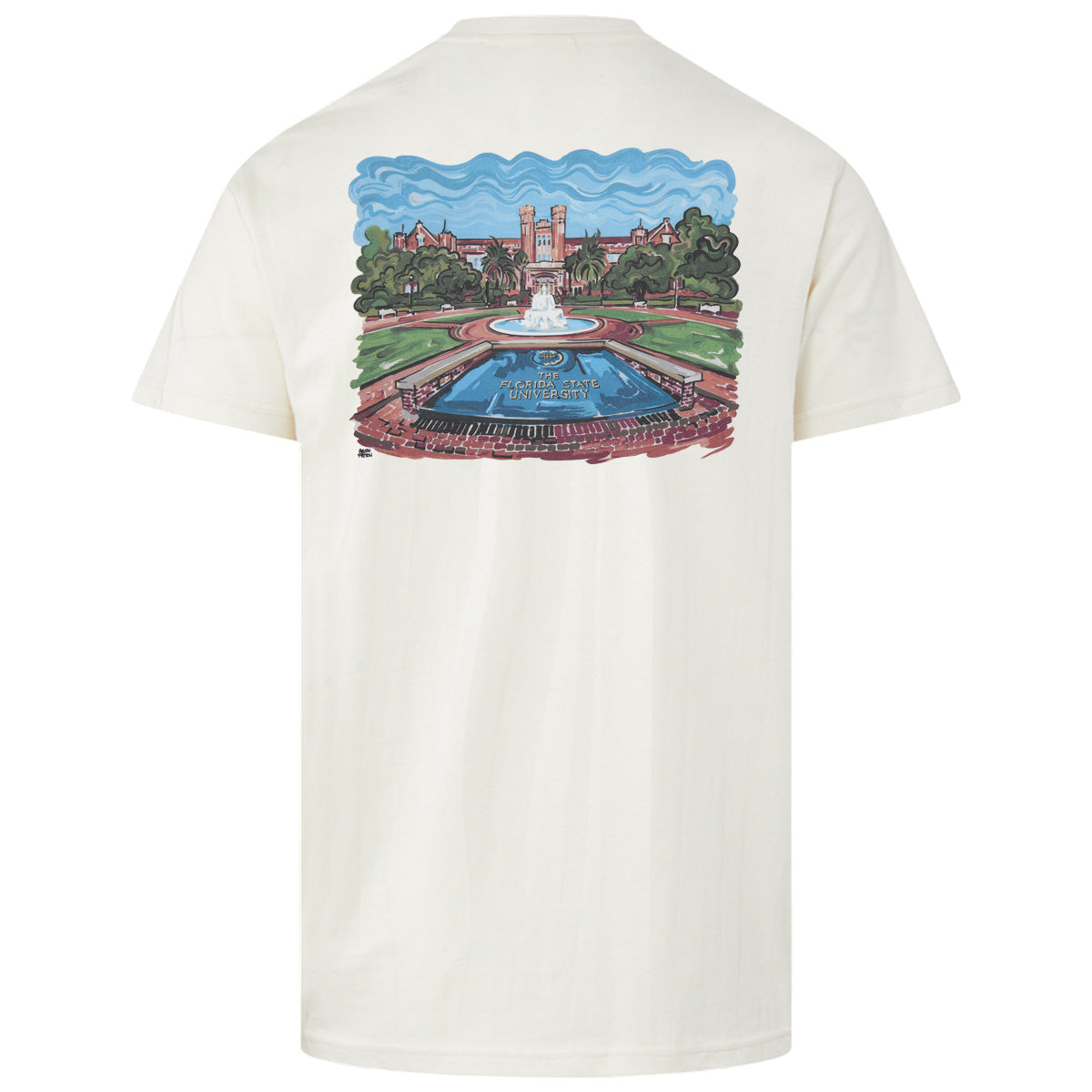 MV Sport Men's Watercolor Westcott Design Short Sleeve T-shirt - Vintage White