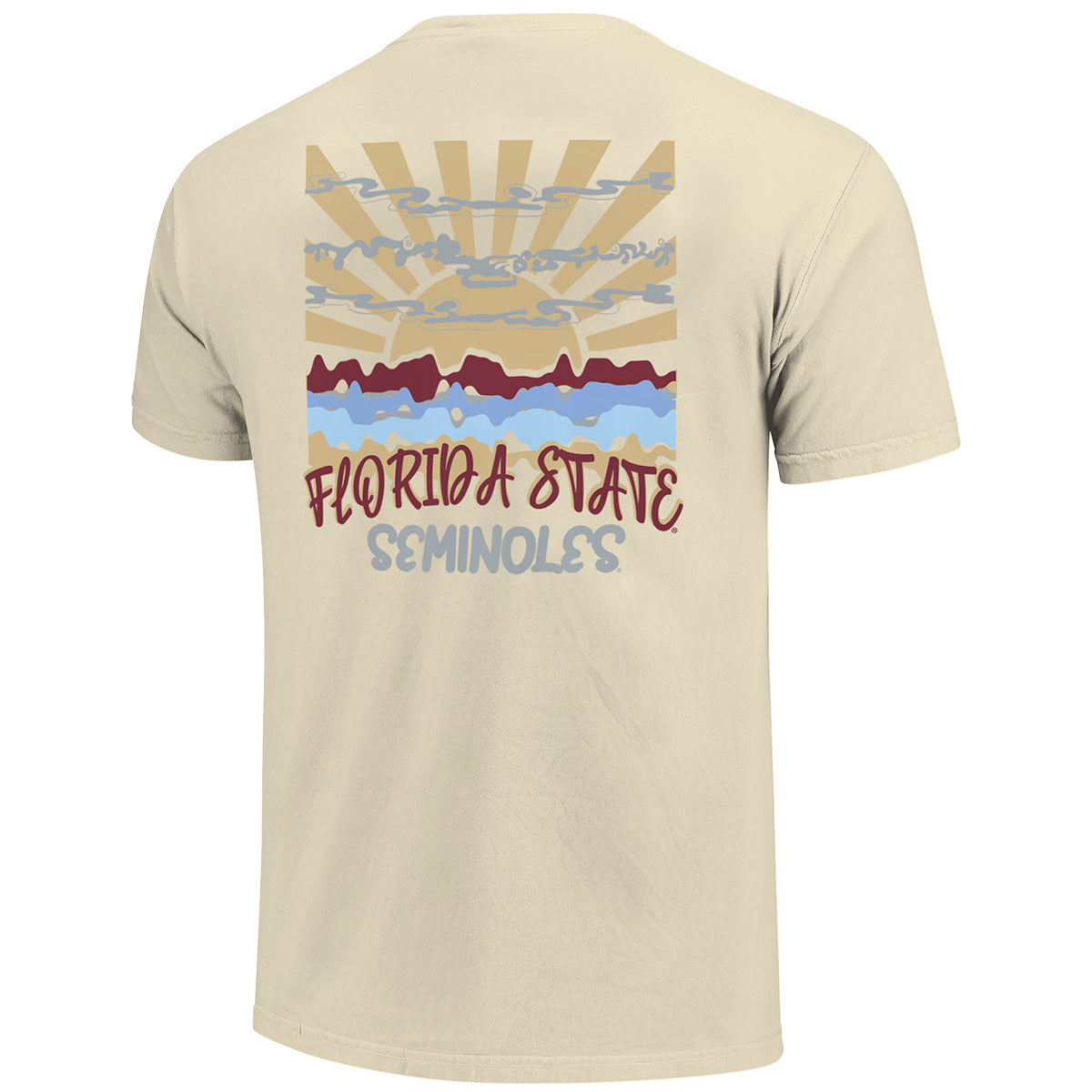 Image One Comfort Colors Florida State Seminoles Sunset Design Short Sleeve T-shirt - Ivory