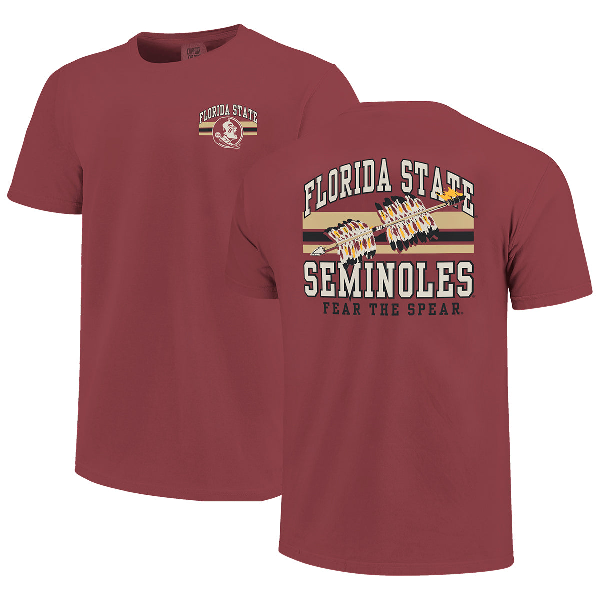 Image One Comfort Colors Florida State Seminoles Fear the Spear Design Short Sleeve T-shirt - Brick