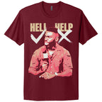 Full Press Men's Bmac Hell/Help Design Short Sleeve T-shirt - Garnet