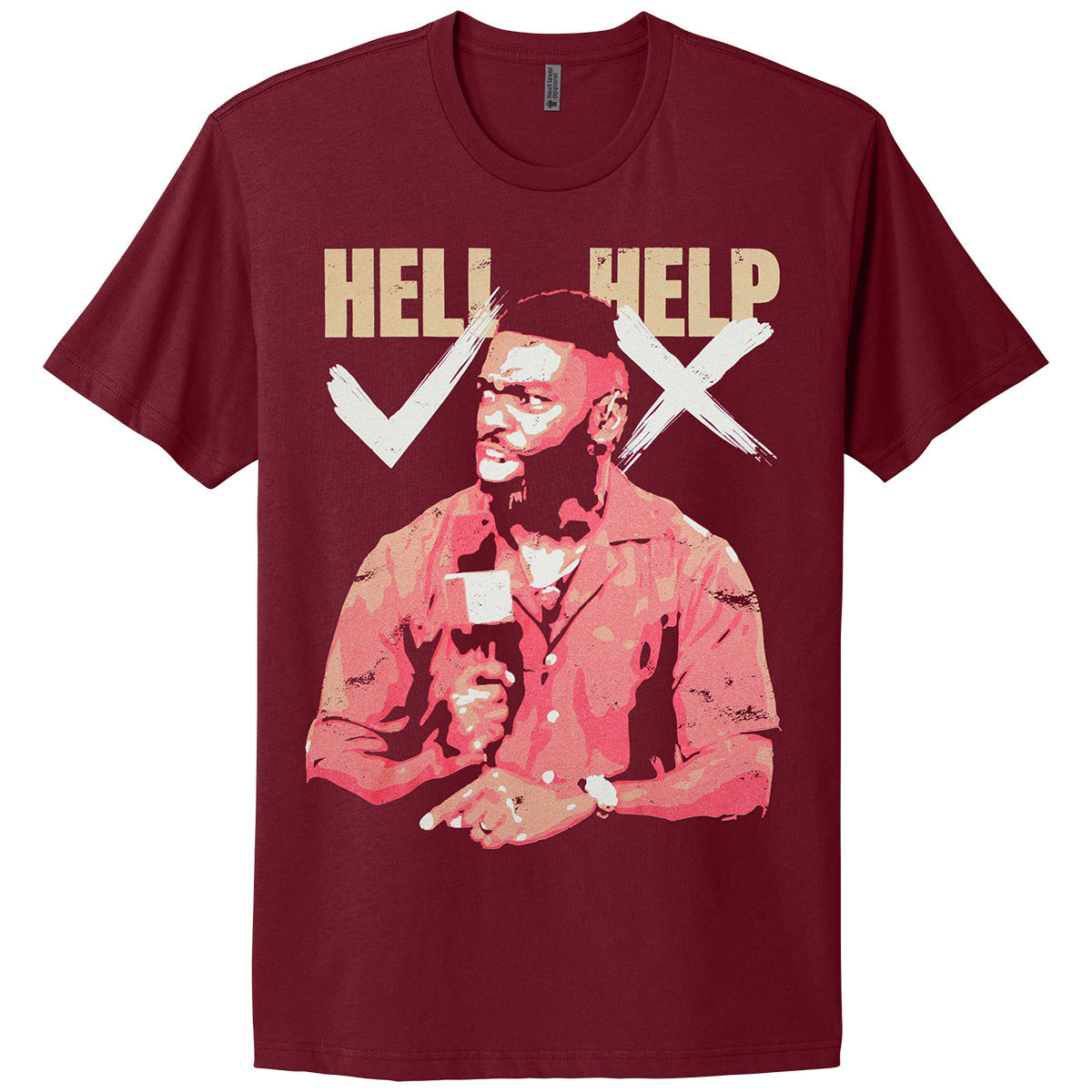 Full Press Men's Bmac Hell/Help Design Short Sleeve T-shirt - Garnet