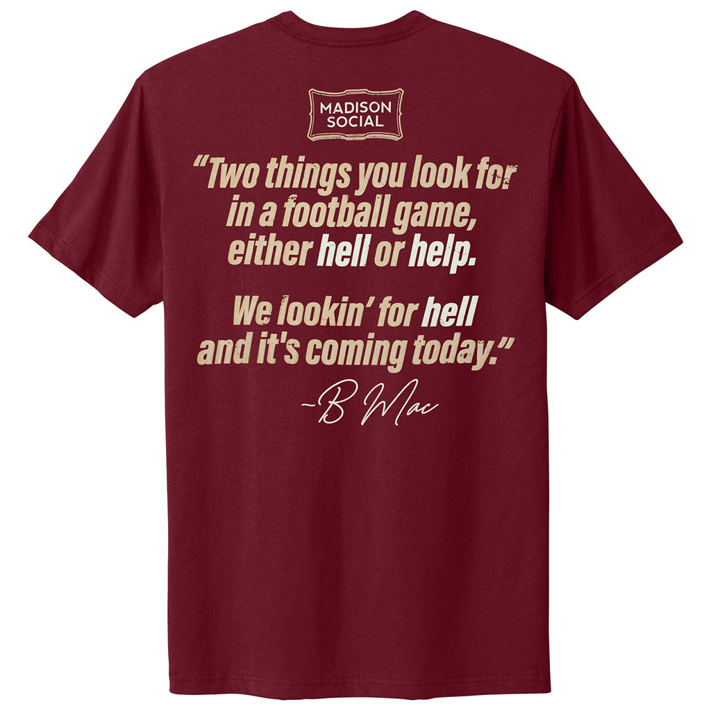 Full Press Men's Bmac Hell/Help Design Short Sleeve T-shirt - Garnet