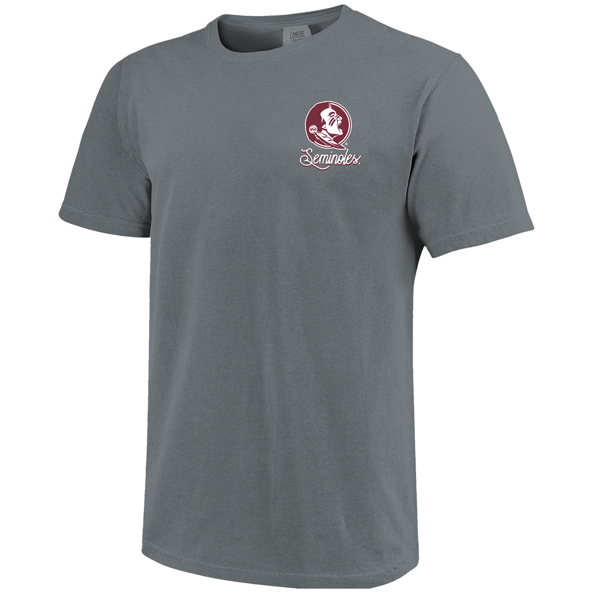 Image One Comfort Colors Merry Little Seminole Christmas Snow Globe Design Short Sleeve T-shirt - Granite