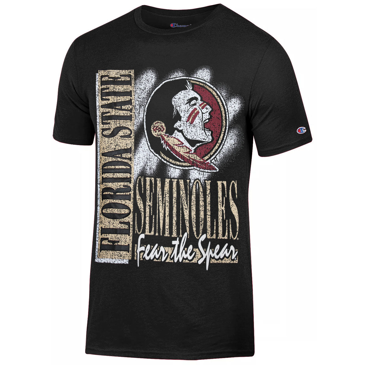 Champion Men's Florida State Seminoles/Seminole Logo Design Short Sleeve T-shirt - Black