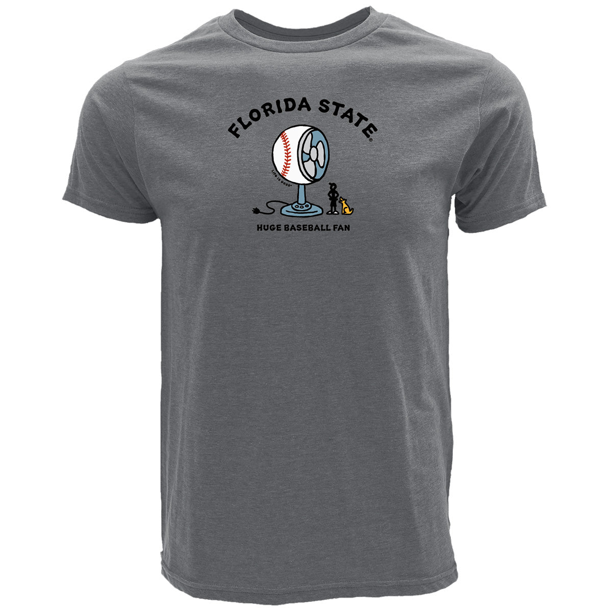 Blue 84 Men's Florida State Huge Baseball Fan Life is Good Design Short Sleeve T-shirt - Heather Grey