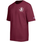 Champion Men's Seminole Logo/Florida State Pennant Design Short Sleeve T-shirt - Garnet