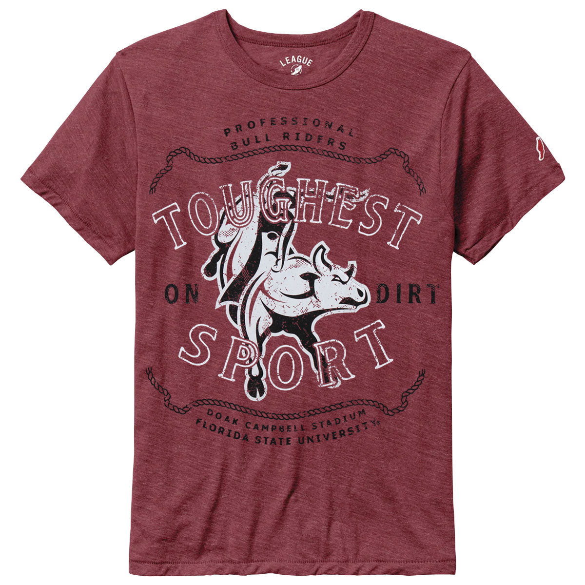 League Men's Florida State Toughest Sport on Dirt Design Short Sleeve Tri-blend T-shirt - Heathered Garnet