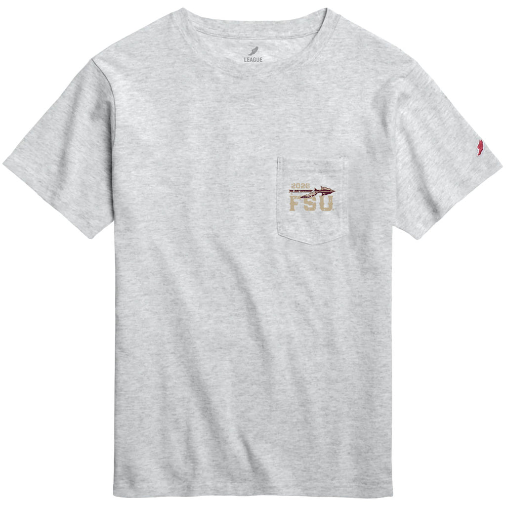 League Men's Florida State Professional Bull Riders Design Short Sleeve Pocket T-shirt - Ash
