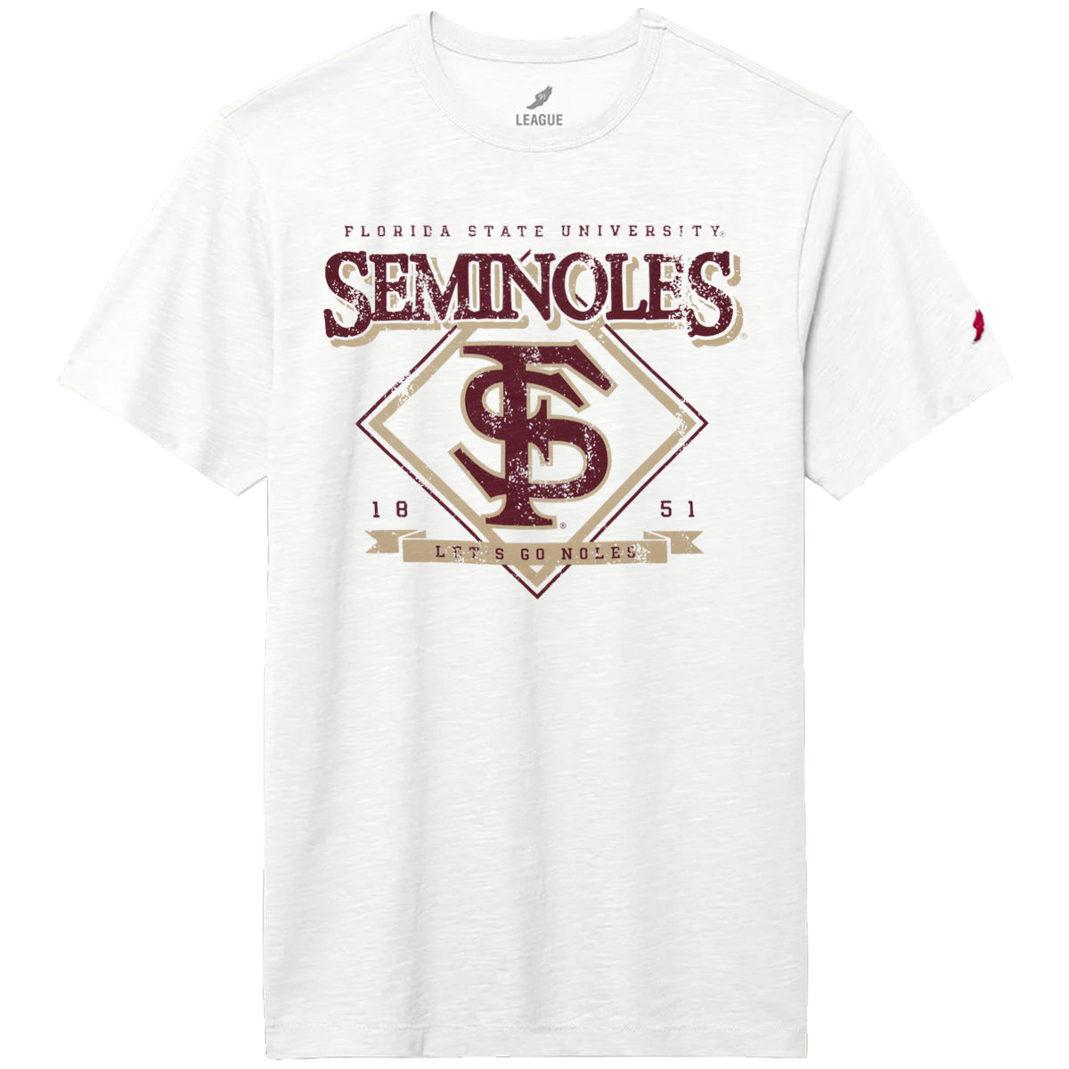 League Men's Florida State Seminoles FS Design Short Sleeve Slub T-shirt - White