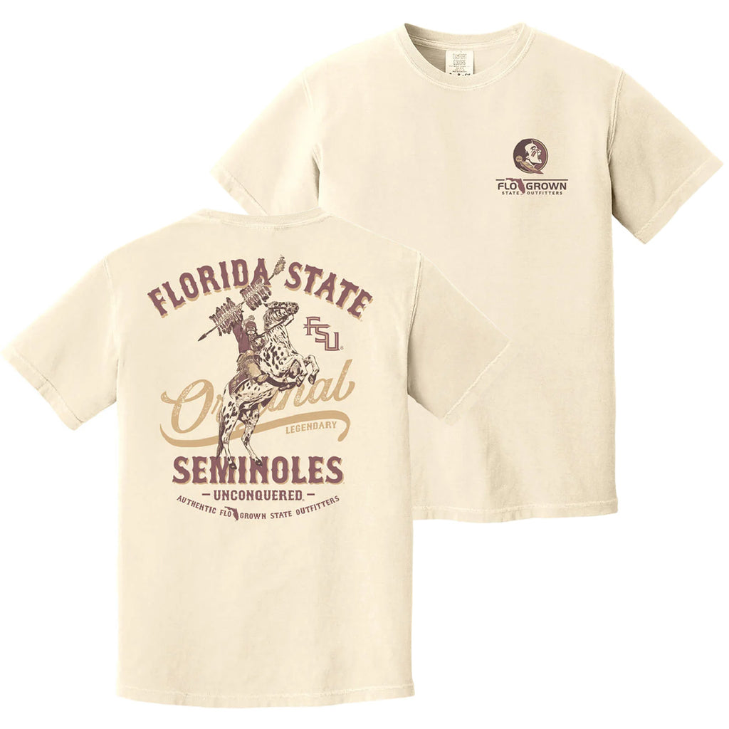 Flogrown Men's Florida State Seminoles Osceola/Renegade Design Short Sleeve T-shirt - Ivory