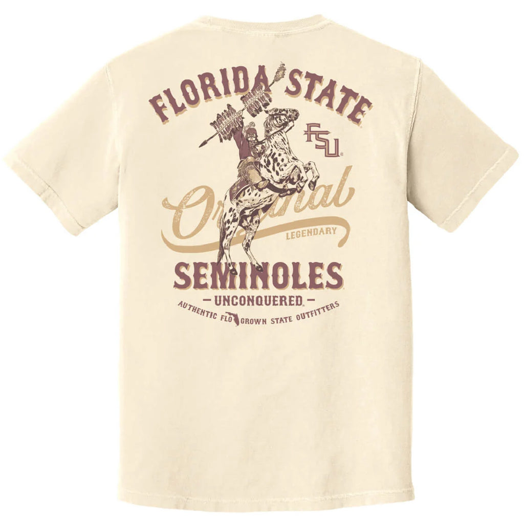Flogrown Men's Florida State Seminoles Osceola/Renegade Design Short Sleeve T-shirt - Ivory