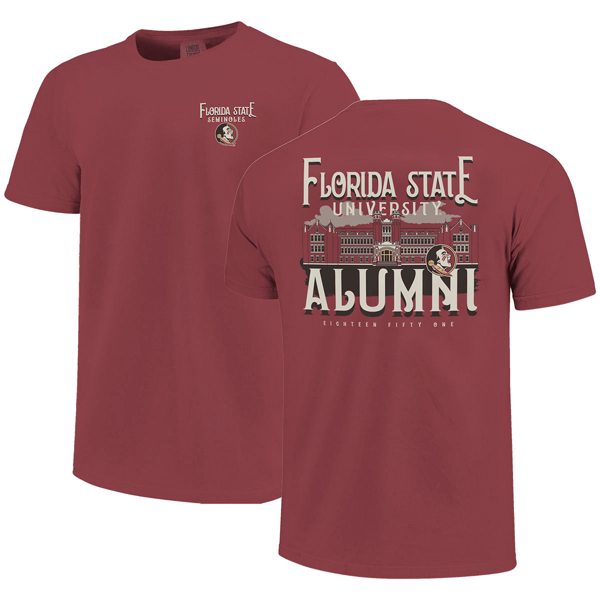 Image One Comfort Colors Westcott Building/Florida State University Alumni Design Short Sleeve T-shirt - Brick