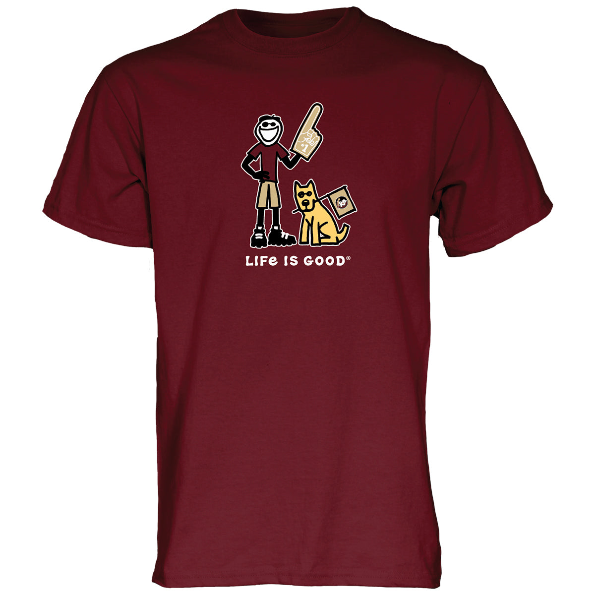 Blue 84 Men's Life is Good Foam Finger Design Short Sleeve T-shirt - Garnet