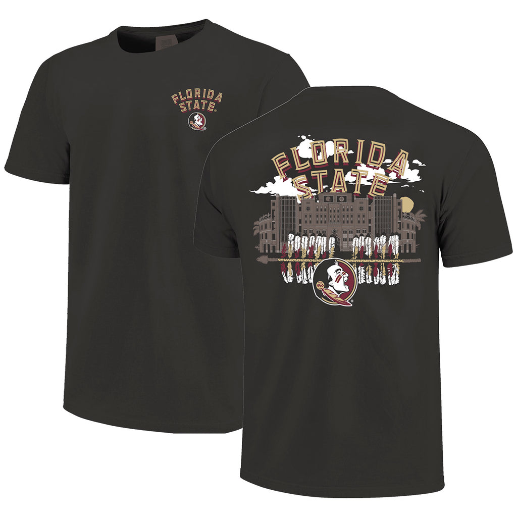 Image One Comfort Colors Florida State Seminole Logo/Doak Campbell Design Short Sleeve T-shirt - Graphite