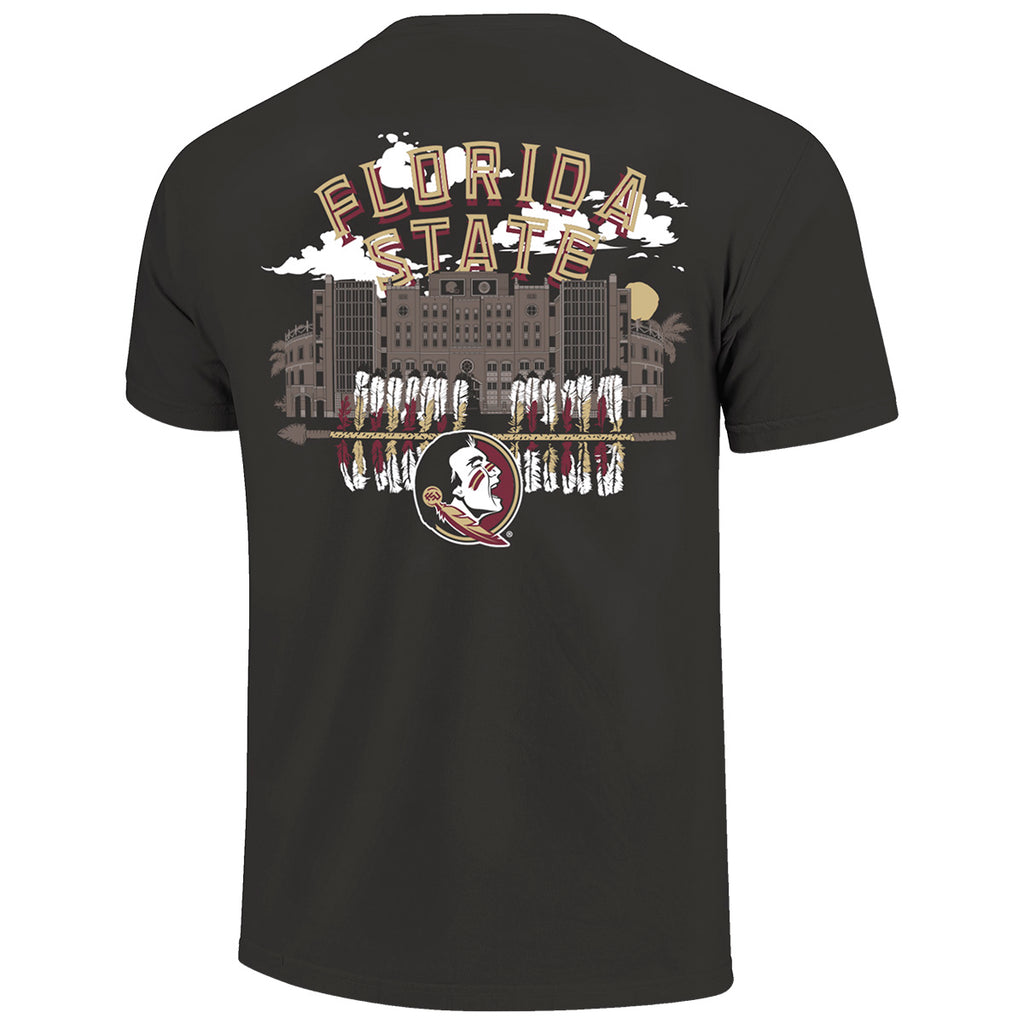 Image One Comfort Colors Florida State Seminole Logo/Doak Campbell Design Short Sleeve T-shirt - Graphite