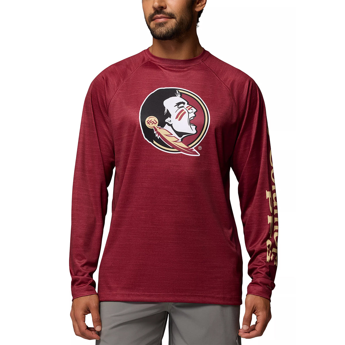 Columbia Men's Seminole Logo Terminal Tackle Long Sleeve T-shirt - Garnet