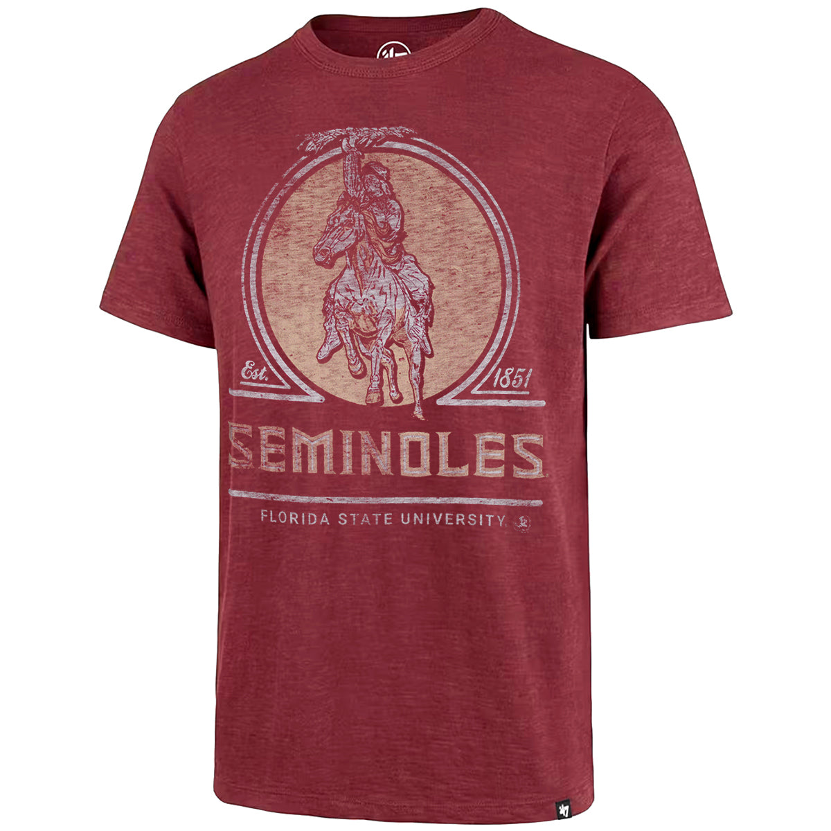 Forty-Seven Brand Men's Osceola/Renegade Seminoles Design Short Sleeve Scrum T-shirt - Cardinal