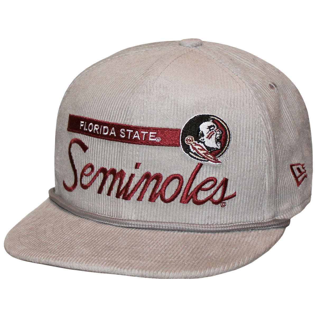 New Era Men's Florida State Seminoles/Seminole Logo Design 950 Cord Rope Adjustable Hat - Grey