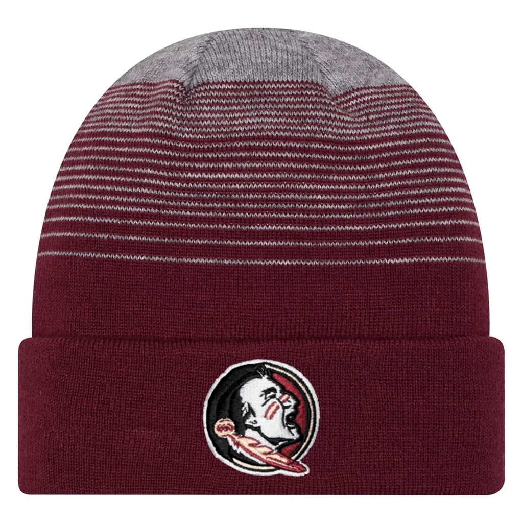 New Era Seminole Logo Cuffed Gradient Stripe Knit - Garnet/Grey