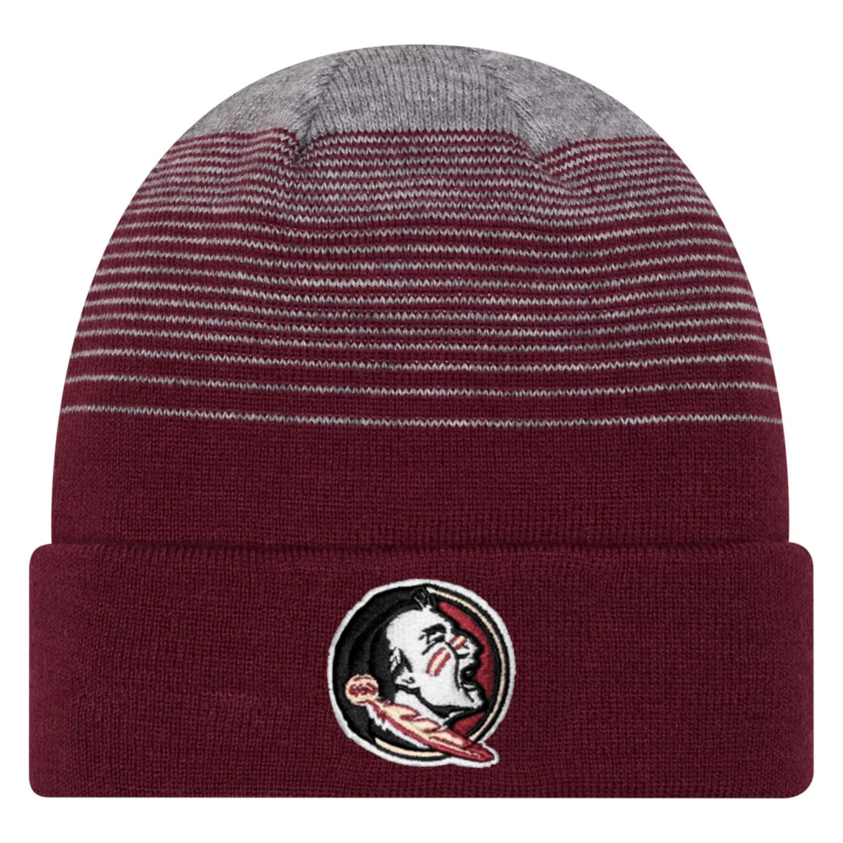 New Era Seminole Logo Cuffed Gradient Stripe Knit - Garnet/Grey