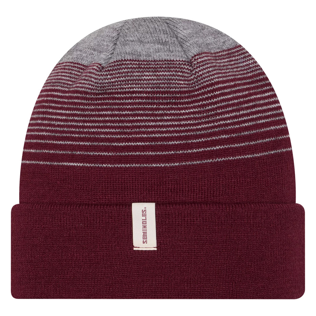 New Era Seminole Logo Cuffed Gradient Stripe Knit - Garnet/Grey