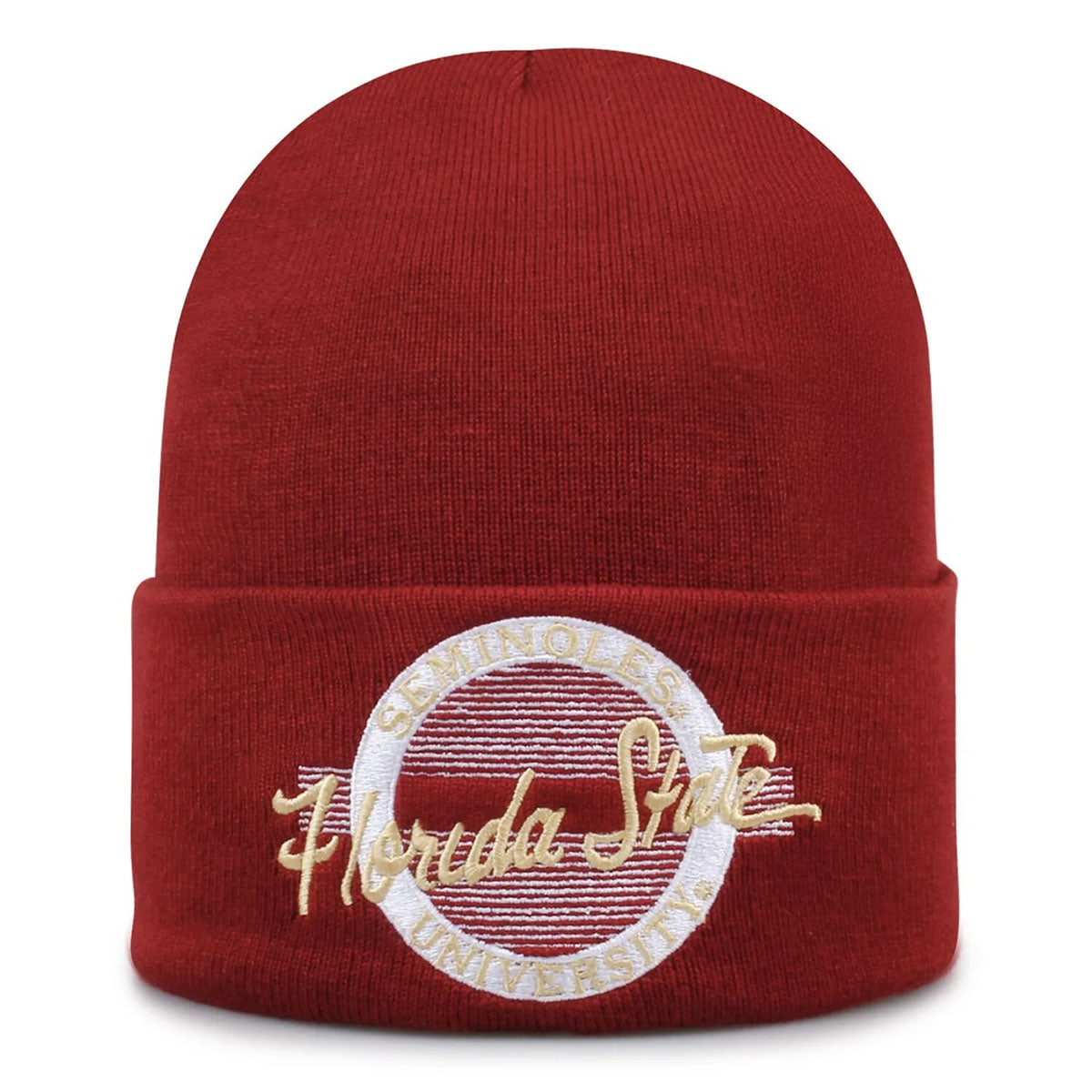 The Game Men's Vault Florida State University Seminoles Design Retro Style Cuff Knit Hat - Crimson