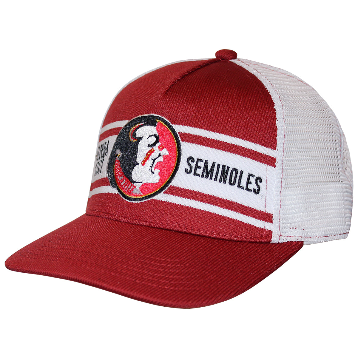 Legacy Men's Vault Seminole Logo/Florida State Seminoles Design Adjustable Throwback Trucker Hat - Cardinal/White