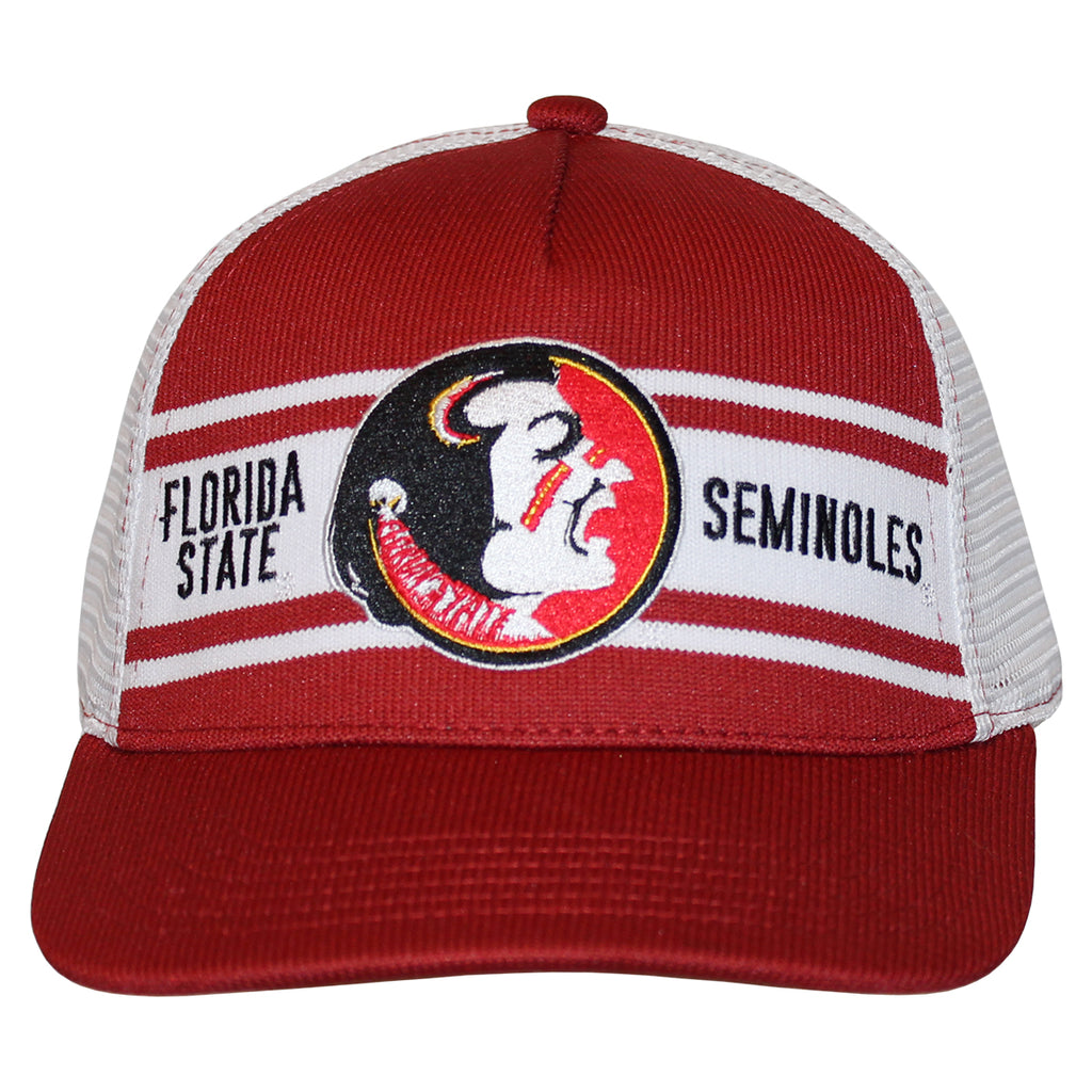 Legacy Men's Vault Seminole Logo/Florida State Seminoles Design Adjustable Throwback Trucker Hat - Cardinal/White