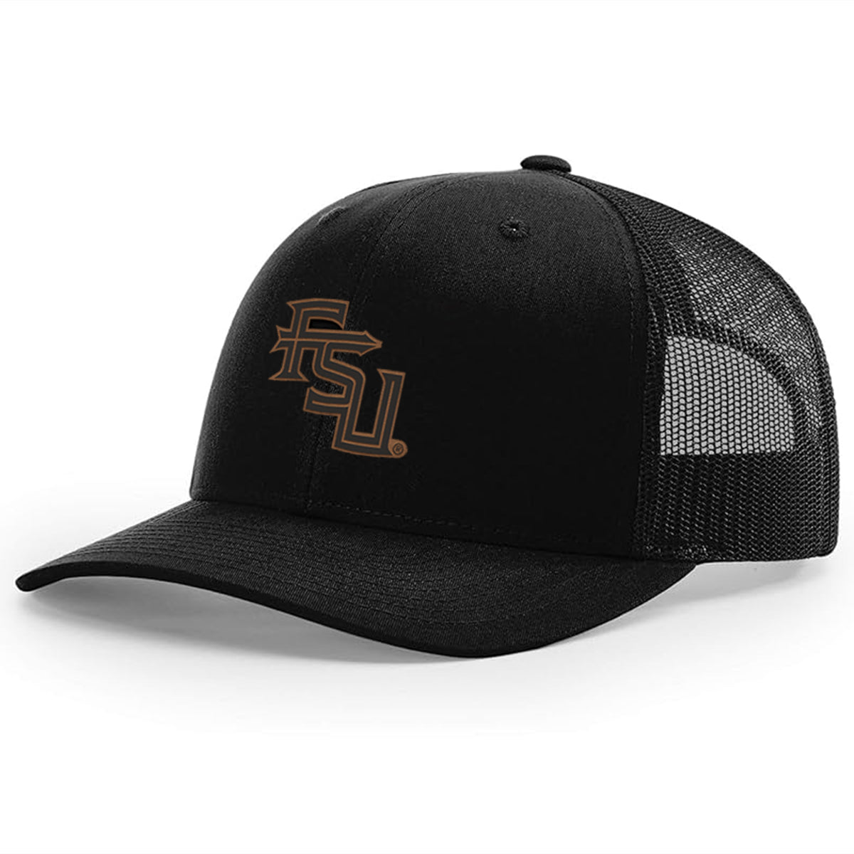 Uscape Richardson Men's Stacked FSU Leather Design Adjustable 112 Trucker - Black