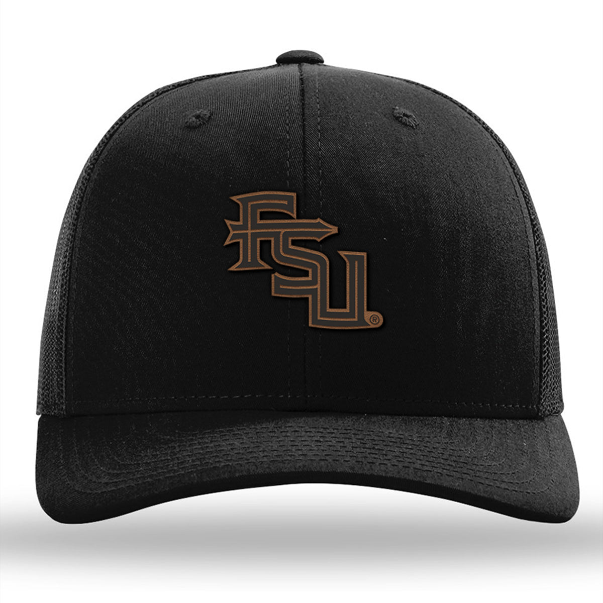 Uscape Richardson Men's Stacked FSU Leather Design Adjustable 112 Trucker - Black