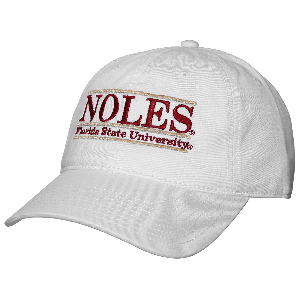 The Game Men's Noles/Florida State University Bar Design Adjustable Garment Washed Hat - White