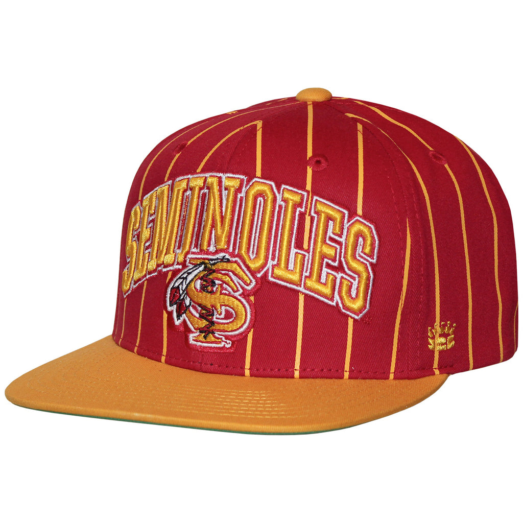 Homefield Men's Vault Seminoles/Interlocking FS Feather Design Adjustable Pinstripe Hat - Cardinal/Gold