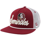 Zephyr Men's Seminole Logo/Seminoles Adjustable Flat Bill Trucker Hat - Garnet/White