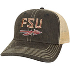 Legacy Men's FSU Spear Adjustable Washed Mid Profile Trucker Hat - Black