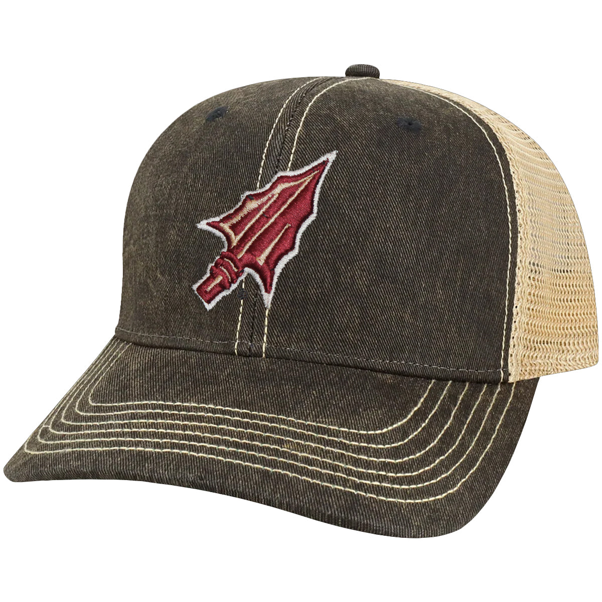 Legacy Men's Arrowhead Logo Adjustable Washed Mid Profile Trucker Hat - Black