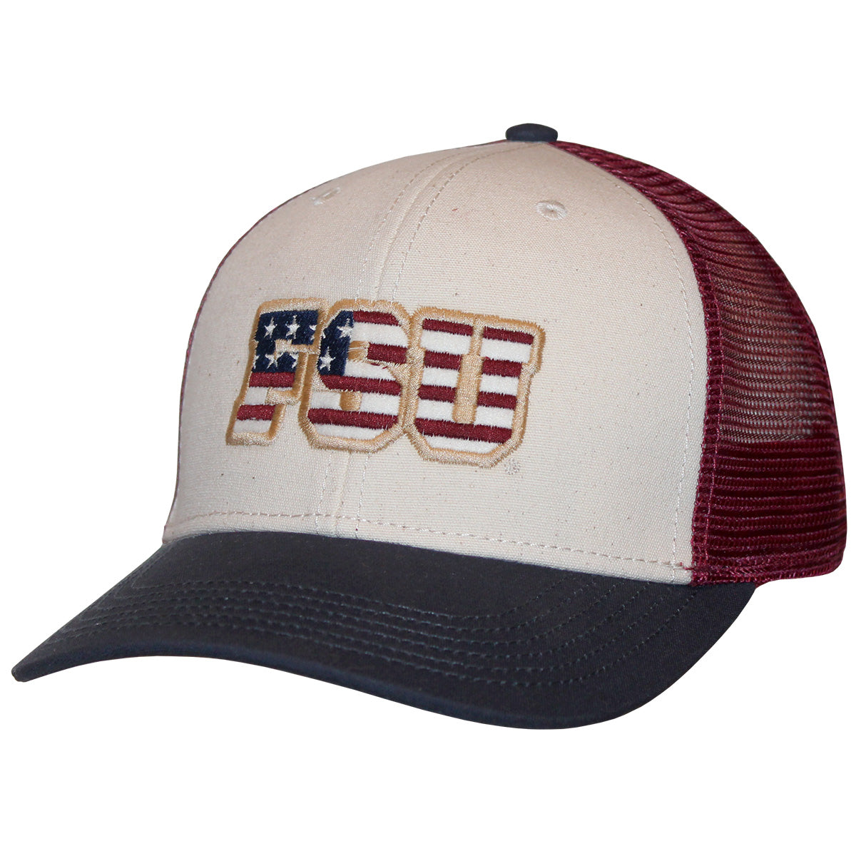 Legacy Men's Patriotic FSU Mid Profile Adjustable Hat - Stone/Garnet/Navy