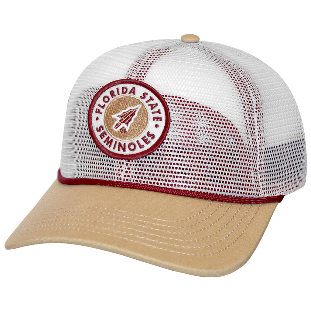 Legacy Men's Florida State Seminoles Arrowhead Patch Adjustable All Over Mesh Hat - White/Gold