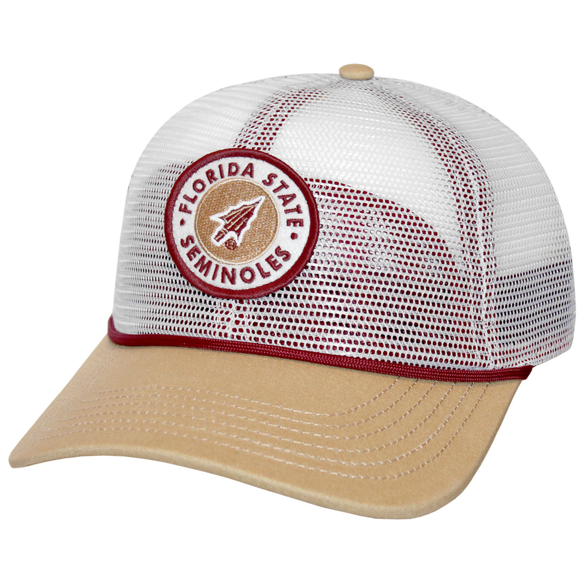 Legacy Men's Florida State Seminoles Arrowhead Patch Adjustable All Over Mesh Hat - White/Gold