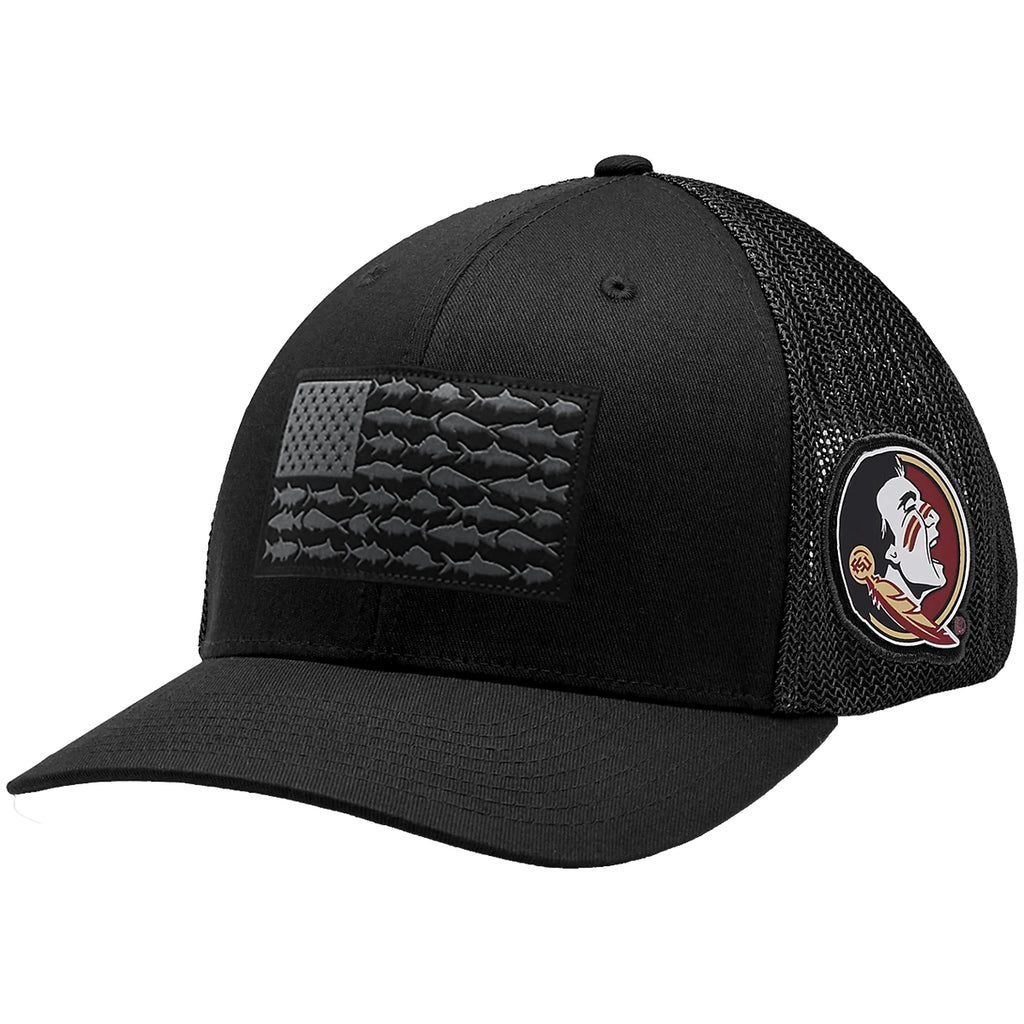 Columbia Fish Flag/Seminole Logo Design PFG Mesh Flexfit Hat - Black